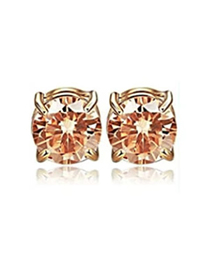 Fashion Rose Gold 8mm Alloy Inlaid Round Zirconium Ear Clips（a pair）