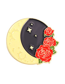 Fashion 8# Alloy Drip Oil Moon Flower Brooch