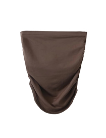 Fashion Brown Cotton Pleated Bandeau Top