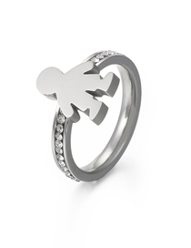 Fashion 4# Stainless Steel Diamond Cartoon Pattern Ring