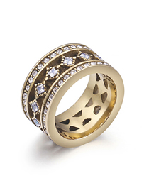 Fashion Gold Stainless Steel Zirconium Geometric Ring