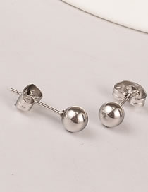 Fashion 5mm Silver Titanium Steel Geometric Beanie Ball Stud Earrings