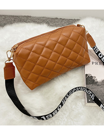 Fashion Brown Pu Rhombus Letter Shoulder Strap Messenger Bag