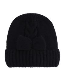 Fashion Black Solid Color Twist Knit Bow Hat