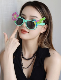 Fashion Flower And Bird Green Abs Flower Bird Sunglasses