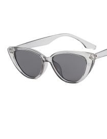 Fashion Transparent Grey All Grey Triangular Cat Eye Small Frame Sunglasses