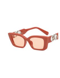 Fashion Orange Framed Champagne Pc Square Small Frame Sunglasses