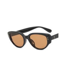Fashion Bright Black Tea Tablets Pc Rice Nail Large Frame Sunglasses
