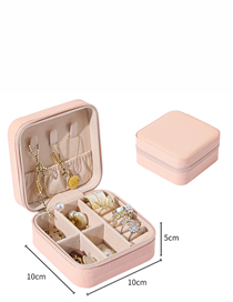 Fashion Pink Pu Leather Large Capacity Square Jewelry Storage Box