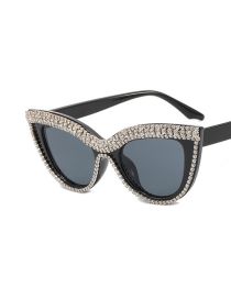 Fashion Brilliant Black And Grey Sheet - Three Diamonds Pc Diamond And Pearl Cat Eye Large Frame Flat Mirror