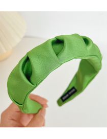 Fashion Green Solid Color Wavy Pleated Wide-brimmed Headband