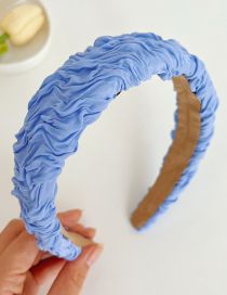 Fashion Blue Solid Color Pleated Wide-brimmed Headband