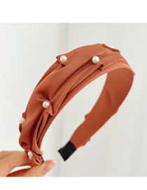 Fashion Orange Solid Color Pleated Beaded Headband