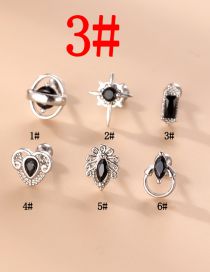 Fashion 3#silver Titanium Steel Set Zirconium Geometric Pierced Stud Earrings