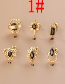 Fashion 1# Gold Titanium Steel Set Zirconium Geometric Pierced Stud Earrings
