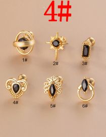 Fashion 4# Gold Titanium Steel Set Zirconium Geometric Pierced Stud Earrings