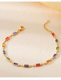 Fashion Gold Bronze Zirconium Baguette Crystal Chain Bracelet