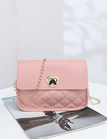 Fashion Pink Pu Heart Lock Flap Crossbody Bag