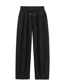 Fashion Black Polyester Straight Lace-up Trousers