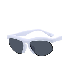Fashion White Frame Grey Sheet Half Rim Sunglasses