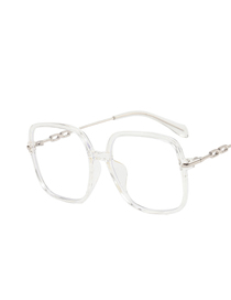 Fashion Transparent White Resin Square Large Frame Sunglasses