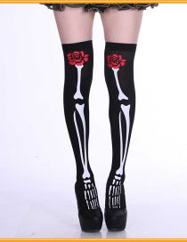 Fashion Skull Heart Socks Halloween Print Stockings