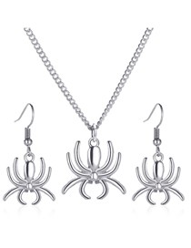 Fashion Silver Alloy Spider Necklace Earring Set