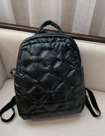 Fashion Black Nylon Down Rhombus Large Capacity Backpack