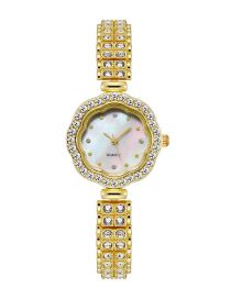 Fashion Gold Stainless Steel Flower Dial Watch