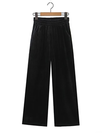 Fashion Black Polyester Straight Trousers