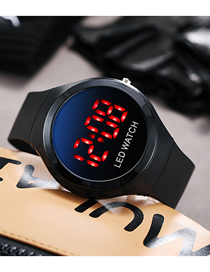 Fashion Black Pu Geometric Round Dial Watch