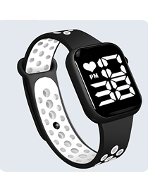 Fashion Black And White Pu Geometric Square Dial Watch