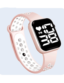 Fashion Pink And White Pu Geometric Square Dial Watch
