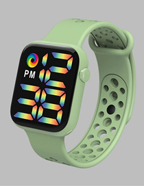 Fashion Matcha Green Pu Geometric Square Dial Watch