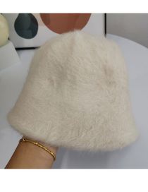 Fashion Beige Rabbit Knit Bucket Hat