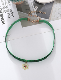 Fashion Green Alloy Drop Oil Snowflake Necklace