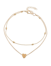 Fashion Gold Alloy Gold Heart Double Anklet