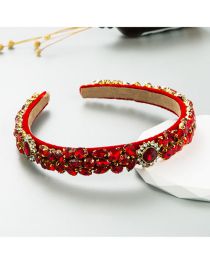 Fashion Red Fabric Diamond Wide-brimmed Headband