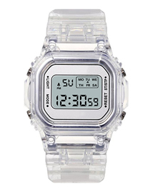 Fashion White Pu Geometric Square Dial Watch