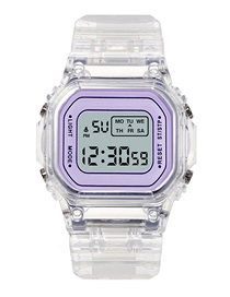 Fashion Purple Pu Geometric Square Dial Watch