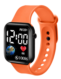 Fashion Dynamic Orange Pu Geometric Square Dial Watch