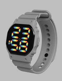 Fashion Space Grey Pu Geometric Round Dial Watch