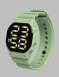 Fashion Matcha Green Pu Geometric Round Dial Watch