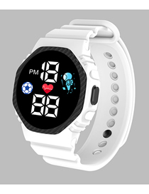 Fashion Snow White Pu Geometric Round Dial Watch
