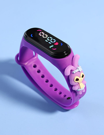 Fashion Purple Ballet Rabbit Plastic Cartoon Rectangular Dial Watch