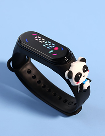 Fashion Black Panda Plastic Cartoon Rectangular Dial Watch