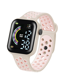 Fashion Pink Plastic Geometric Square Dial Watch