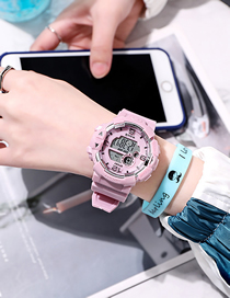 Fashion Light Purple Plastic Geometric Round Dial Watch