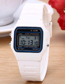 Fashion White Plastic Geometric Square Dial Watch