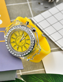 Fashion Yellow Plastic Geometric Round Dial Watch